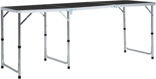 vidaXL Klappbarer Campingtisch Grau aus Aluminium und MDF B/T: 180 x 60 cm - Bild 1