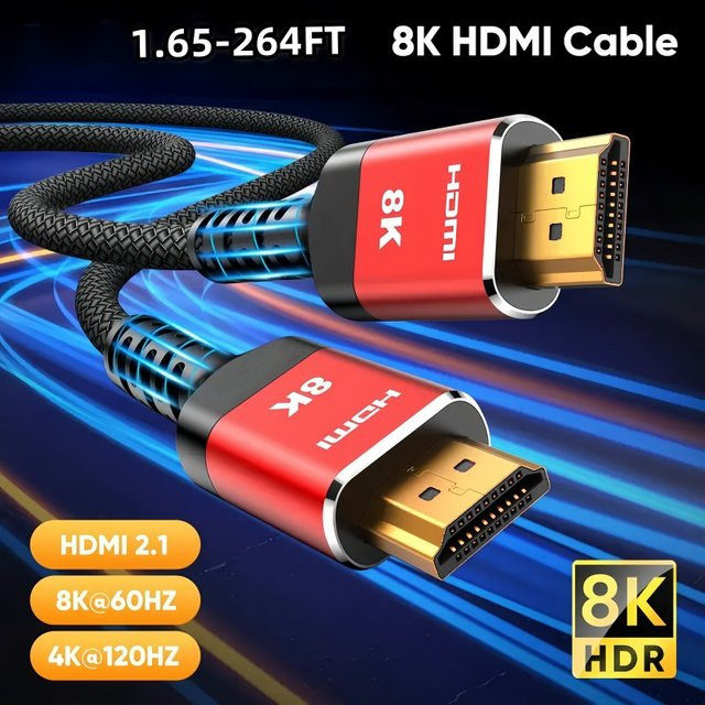 CYANMI HDMI 2.1 Kabel Ultra High Speed 48Gbps in Grau für 8K 60Hz 4K 120Hz HDR10+ und PS5 - Bild 1