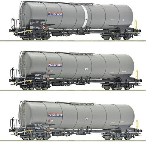 Roco Wagenset Güterwagen DC Spur H0 3 x 4-achsige Kesselwagen Gattung Zacns - Bild 1