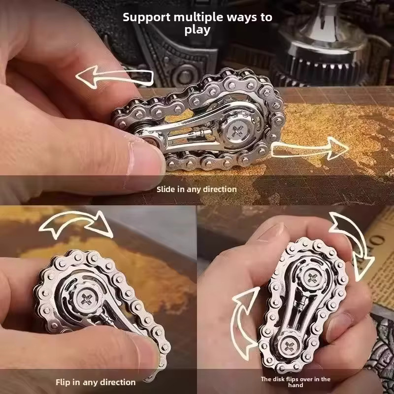 Meade Kettenrad-Schwungrad Fingertip Gyro Fidget Spinner, Metall, EDC Spinner Fidget Spielzeug - Bild 3