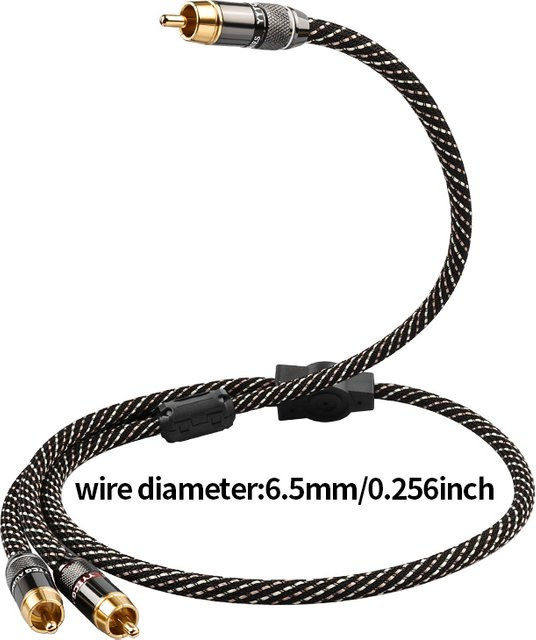 YYTCG HIFI RCA zu 2RCA Audiokabel aus 6N OFC für Subwoofer, Lautsprecher, DVD, TV und Verstärker - Bild 1