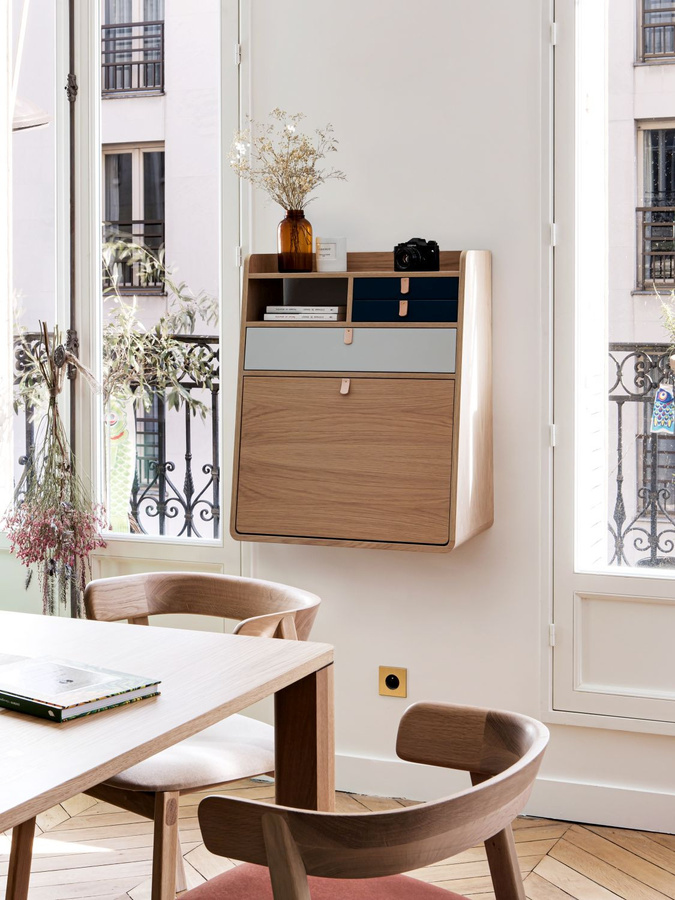 Harto Gaston Wandsekretär in Beige mit Holzoptik für Büro und Wohnzimmer - Bild 2