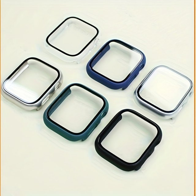Schutzhülle mit Glas für Apple Watch inkl. Displayschutzfolie und Stoßstange, Transparent, kompatibel mit Apple Watch Series 10 9 8 7 SE 6 5 4 3 (46 mm, 45 mm, 44 mm, 41 mm, 40 mm) - Bild 1