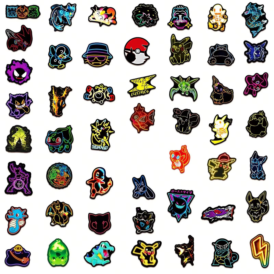 Bandai Pokémon Aufkleber, 50 Stück, Neon, PVC-Sticker - Bild 3