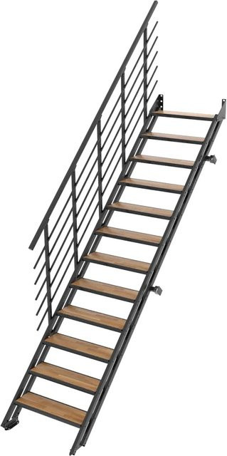 Minka Raumspartreppe Flex Hybrid mit 12 Stufen in Schwarz und Eiche Holzoptik - Bild 1