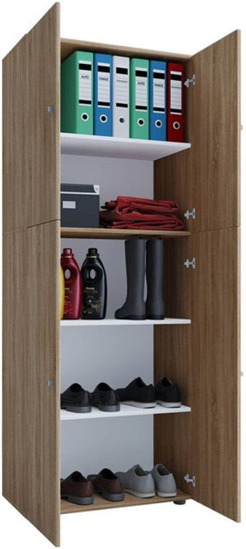 VCM Kleiderschrank Lona aus Holz in Eiche mit Drehtüren und Regalfächern, B/T/H: 70 x 40 x 184 cm - Bild 2