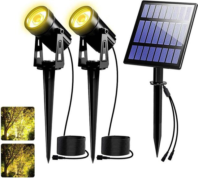Crepow Solar LED Außenlampe IP65 Schwarz für Garten und Wege mit Wandmontage und Akzentbeleuchtung - Bild 1