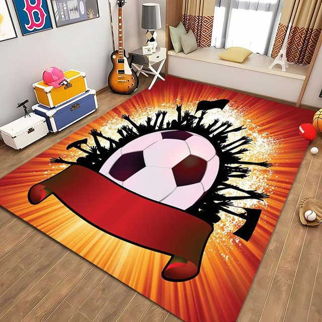 Karpetti Fußball Teppich mit Cartoon-Design für Kinderzimmer und Wohnzimmer, Mehrfarbig, B/T: 120 x 80 cm - Bild 1