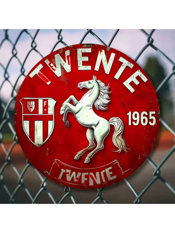 CIFBUY Twente F.C. Logo-Metall-Wandschild, Vintage-Emblem in Rot, rund, Durchmesser: 20 cm - Bild 5