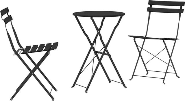 vidaXL 3-teiliges Klappbares Bistro Set aus Stahl in Anthrazit - Bild 1