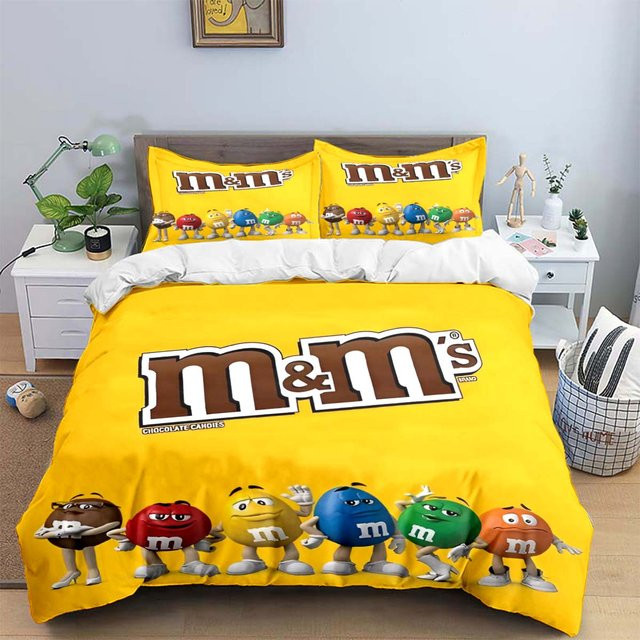 Monika Chen M&M Schokoladen Logo Print Bettwäsche Set aus Polyester, Gelb, B/H: 240 x 220 cm - Bild 1