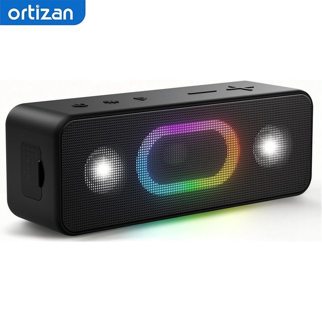 Ortizan S11 Tragbarer Bluetooth-Lautsprecher mit Lichteffekten, IPX6 wasserdicht, TWS Pairing, in Blau oder Schwarz - Bild 1