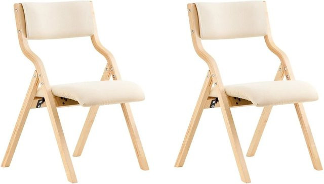 SoBuy 2er Set Klappstühle aus Birkenholz mit Polsterung in Beige FST40-Wx2 - Bild 1