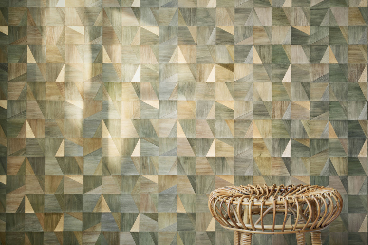 CMO Paris Tapete Maïs in den Farben Gelb und Olive mit modernem geometrischem Abstract-Design aus Vlies - Bild 2
