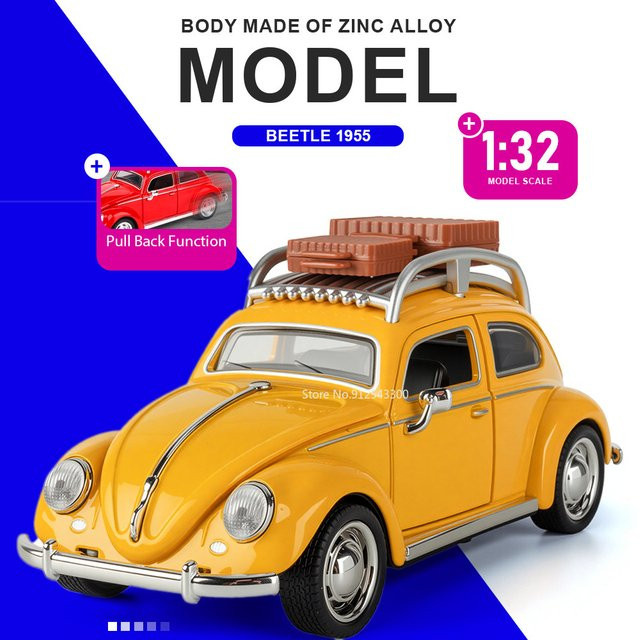RMZ city Käfer 1955 Automodell Spielzeug, 1:32 Maßstab, mit Sound und Licht, Gelb - Bild 1