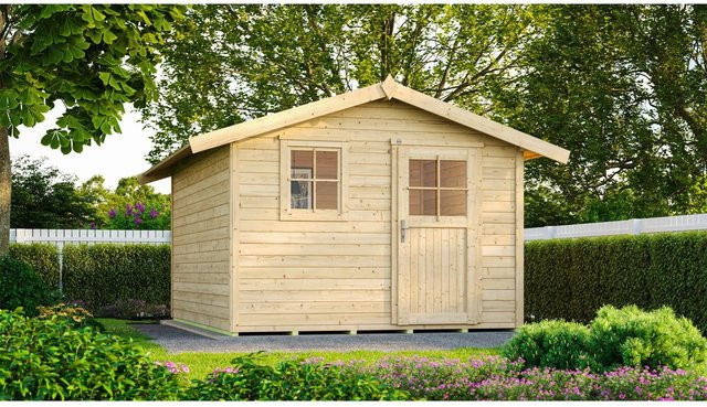 WEKA Gartenhaus 123 Gr.5 aus Fichtenholz mit Satteldach in Beige, B/H/T: 390 x 247 x 295 cm - Bild 1