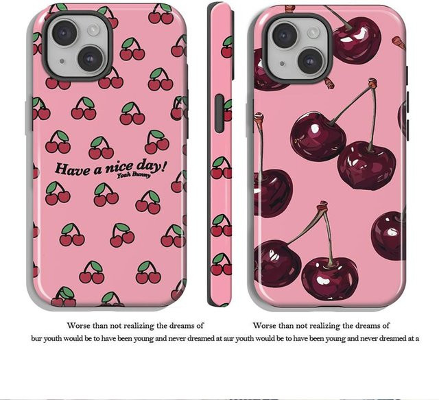 Harte Handyhülle mit Cartoon-Kirsch-Litschi-Muster für Apple iPhone in Pink - Bild 1