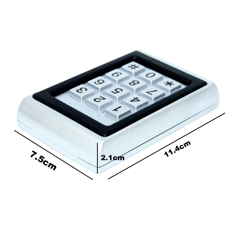 Asia-Teco RFID Metall Zugangskontrolle mit Tastatur und EM Kartenleser, 125 KHz, 2000 Benutzer, Farbe: Silber/Weiß - Bild 5