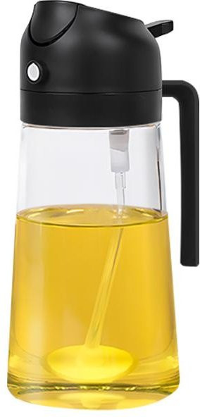 2in1 Sprühöl Flasche und Ölspender aus Kunststoff für Barbecue, Backen und Heißluftfritteuse, 500 ml, Schwarz - Bild 1