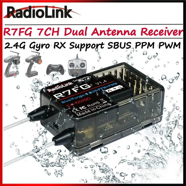 Radiolink R7FG RC-Empfänger, 7 Kanäle, 2,4 G, Gyro, SBUS, PPM, PWM, Telemetrie - Bild 1