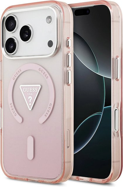 Guess MagSafe Schutzhülle für Apple iPhone 17 Pro mit IML Gradient Triangle Logo in Rosa - Bild 1