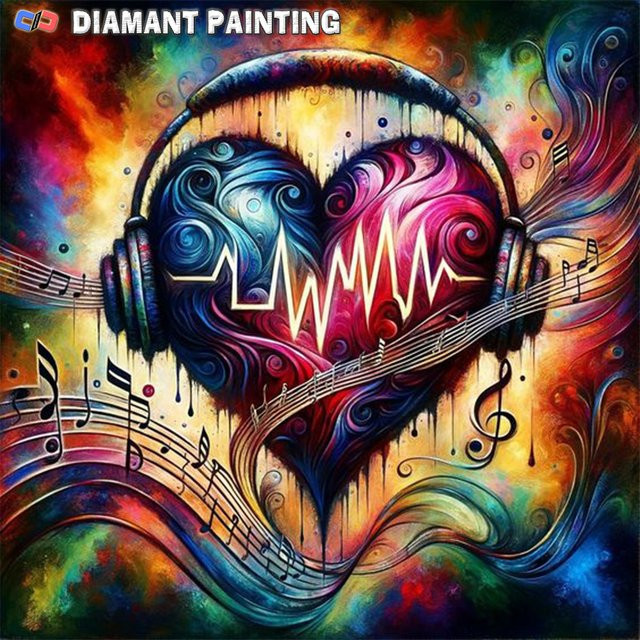 DIAMANT PAINTING Musik-Diamantmalerei-Set, 5D Künstliche Diamantkunst-Set, Bunt / Mehrfarbig - Bild 1