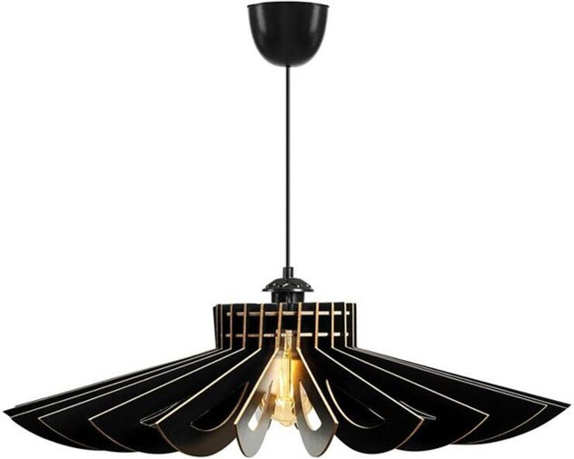 Opviq Pendelleuchte schwarz aus Holz, moderne runde Hängeleuchte mit E27 Fassung, Breite: 68 cm, Höhe: 50 cm, Tiefe: 68 cm - Bild 1