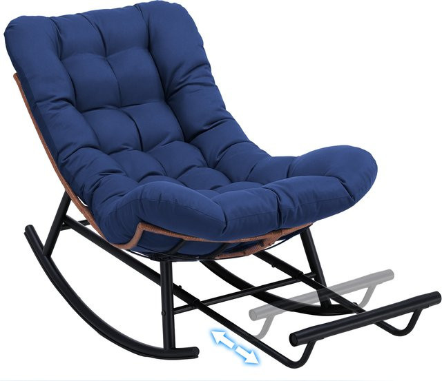 COMHOMA Schaukelstuhl als breite Schaukelliege mit extra dickem Sitzkissen in Blau - Bild 1