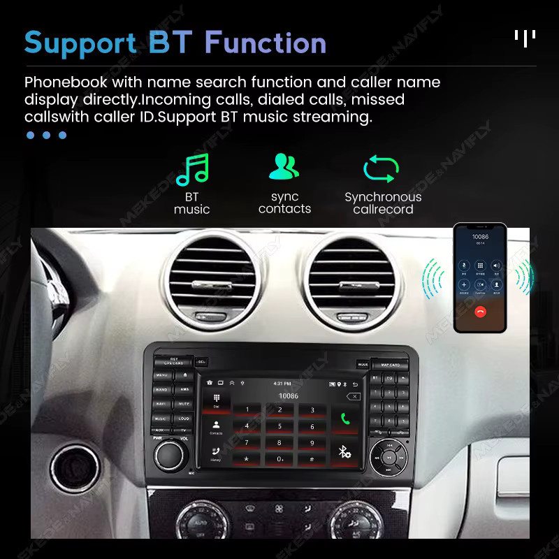 NAVIFANS Android 15 Auto-Autoradio für Mercedes Benz M-Klasse ML W164 X164 ML350 ML300 GL500 ML320 ML280 GL350 GL450 Multimedia-Stereoanlage mit RDS in Schwarz - Bild 3