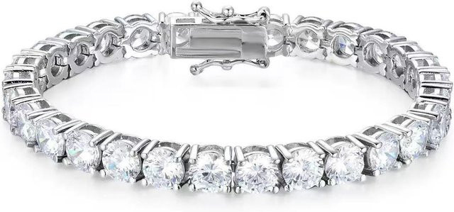 Global Finds Tenniskettenarmband, Kupfer, Silber, Zirkonia, Diamant, Unisex, 40cm - Bild 1