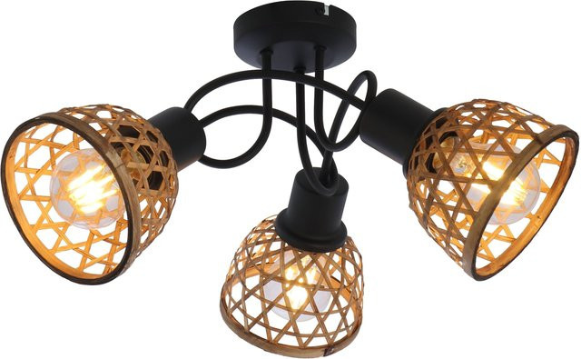 Deckenleuchte WENNA von Globo Lighting in Braun aus Bambus und Metall mit E27 Fassung - Bild 1