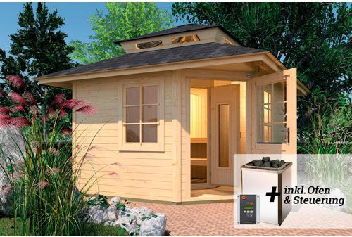 Weka Saunahaus Kurikka in Natur und Braun mit Sparset 7,5 kW, B/T/H: 380 x 380 x 315 cm - Bild 3