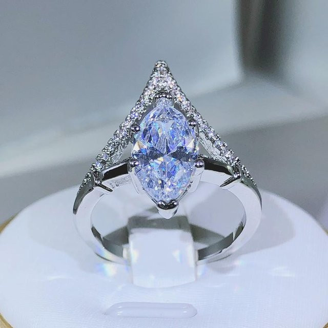 YIRAN Ring, tropfenförmig, Kupfer, Weißzirkonia, Damen - Bild 1