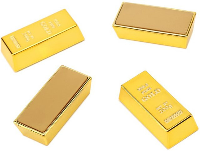 Goldene Kunststoff-Goldbarren als Film-Requisite und Deko-Ornament aus ABS-Kunststoff - Bild 1