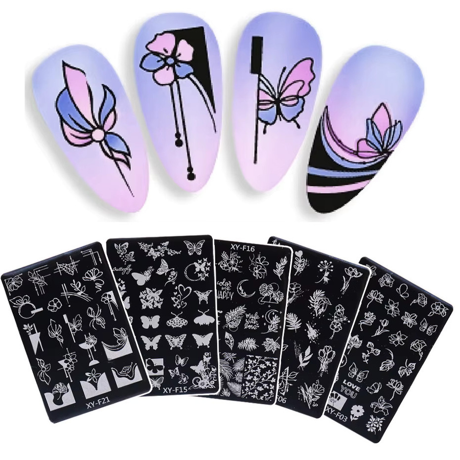 SWEET TREND Nagelstempel Set, 5 Teile, Floral und Schmetterling - Bild 6
