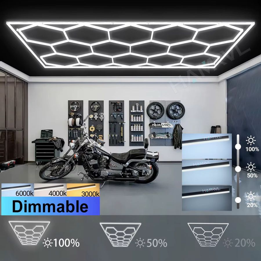 HAMRVL Waben LED Deckenleuchte dimmbar mit Farbwechsel für Garage und Werkstatt - Bild 5