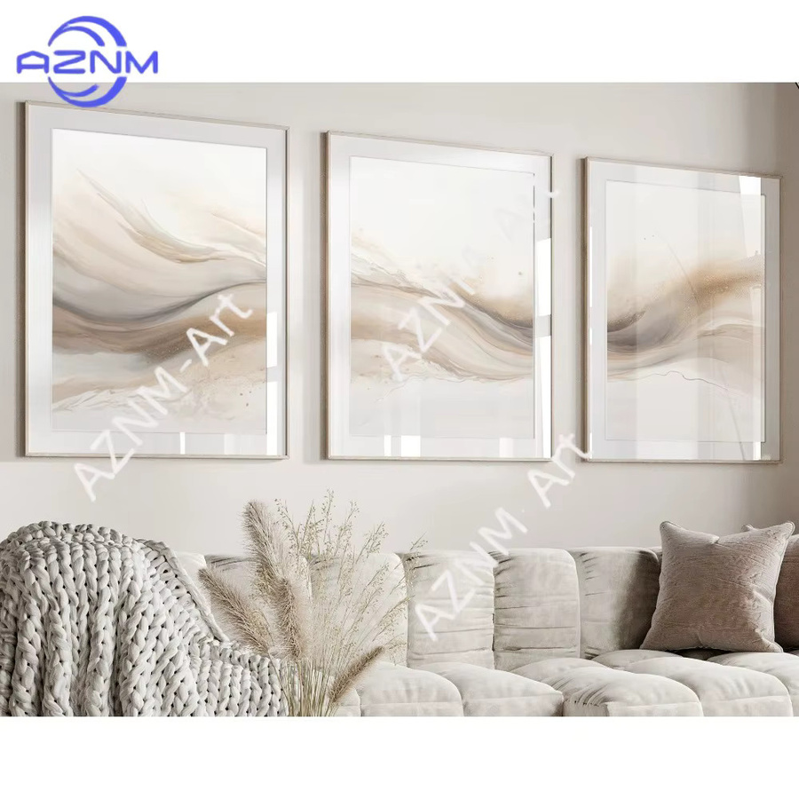 AZNM Abstrakte Kunstdrucke Modernes Wandbild in Beige als Paper Poster für dein Wohnzimmer - Bild 2