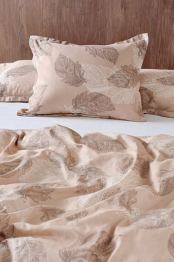 Jotex Kissenhülle FANNY aus Bio-Mako-Satin in Beige mit floralem Naturmuster - Bild 1