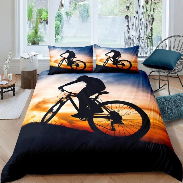Bettwäsche Set Fahrrad Motocross Rennfahrer von JMG Household Supplies, Farbe Orange, B/H: 135 x 200 cm - Bild 1