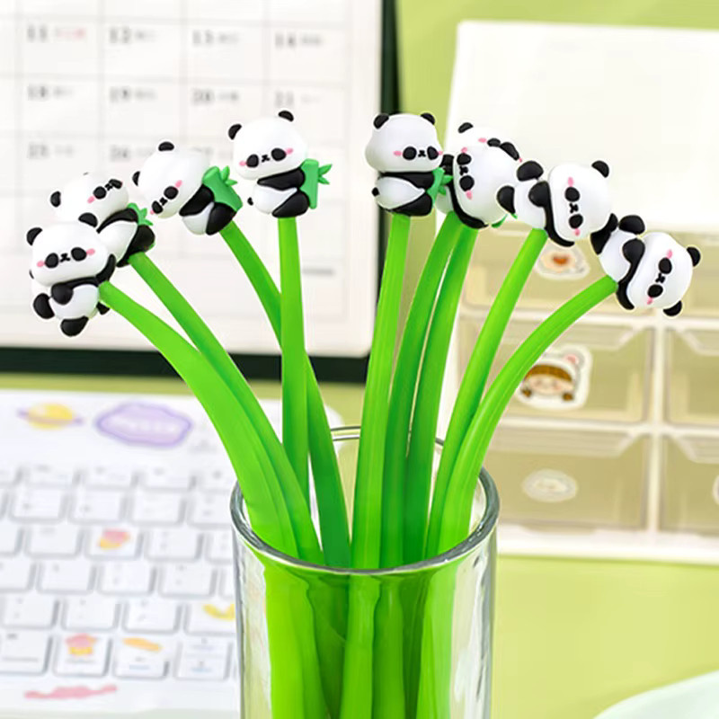 Panda Gelstift für Kinder mit schwarzer Tinte und weichem Silikongriff im Panda-Capybara-Design, 0,5 mm - Bild 2
