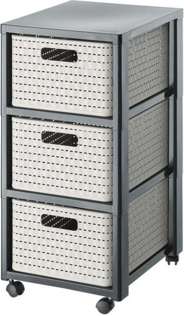 Rotho Tower Rollcontainer Country mit 3 Schubladen für A4 in Cappuccino und Anthrazit - Bild 1