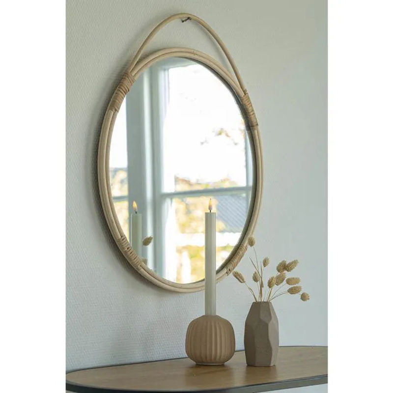Malo Spiegel von HOUSE NORDIC aus Rattan in Beige und Braun, Durchmesser: 50 cm - Bild 2