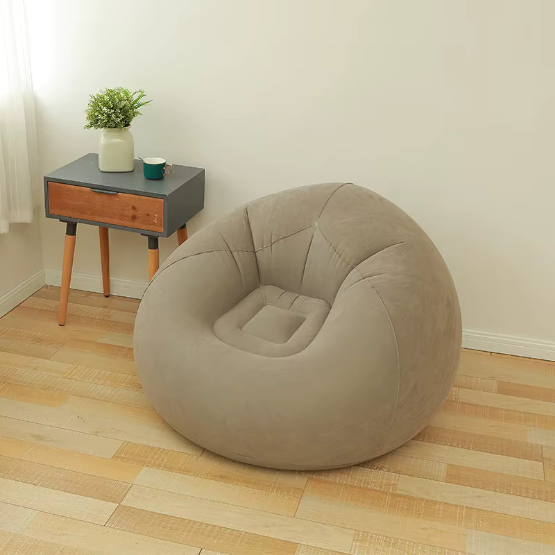 Aufblasbarer Sitzsack von AZULBLANCO in Beige als tragbarer Campingstuhl und Lazy Sofa für das Wohnzimmer, B/T/H: 60 x 110 x 42 cm - Bild 2
