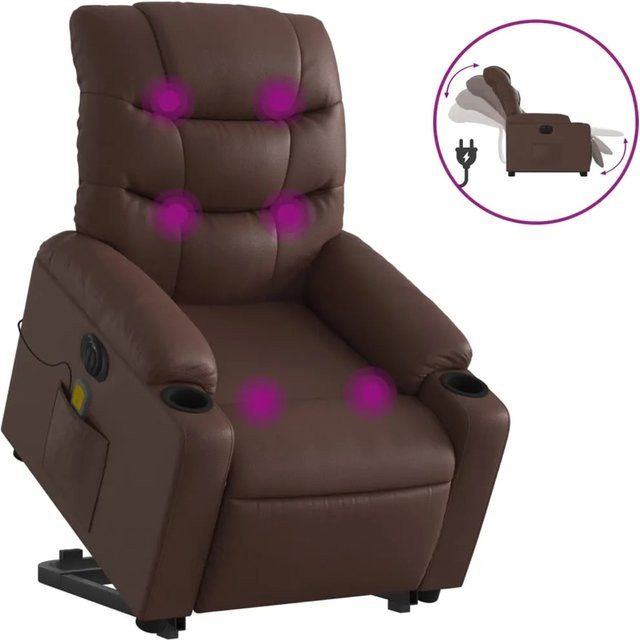 vidaXL Massagesessel Modell 3 mit elektrischer Aufstehhilfe in Braun aus Kunstleder - Bild 1