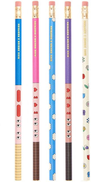 Rico Design x Redfries Eye Candy Bleistifte 5er-Set Multicolor aus Holz mit Graphit - Bild 1