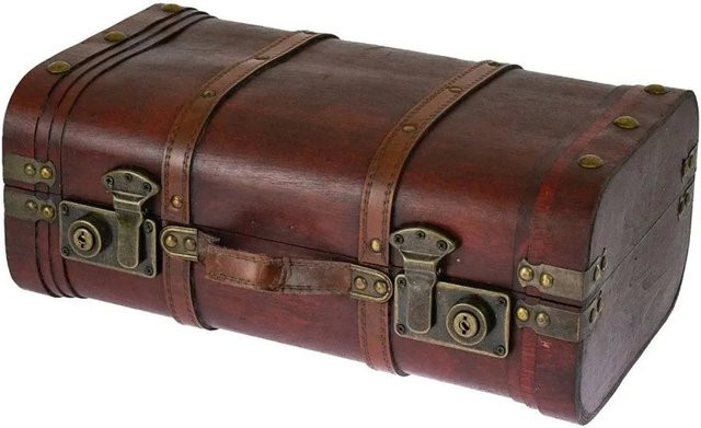 HMF Schatztruhe Vintage Holztruhe in Braun B: 40,0 cm, T: 23,5 cm, H: 16,5 cm - Bild 1