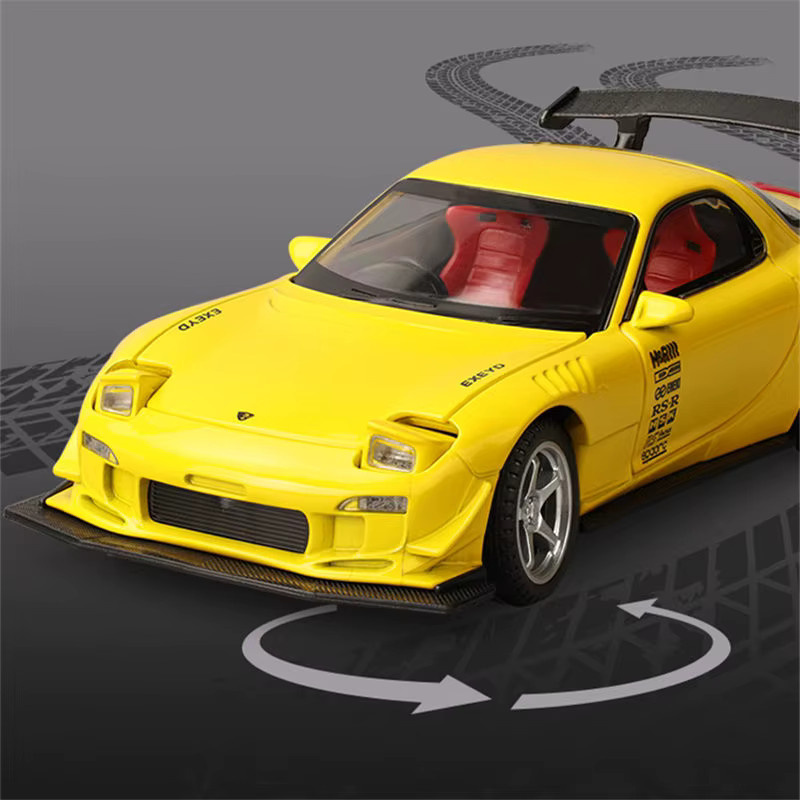MAKEDA Mazda RX7 FD3S Super-Sportwagen Modell, 1:32, Metall, mit Sound und Licht - Bild 4