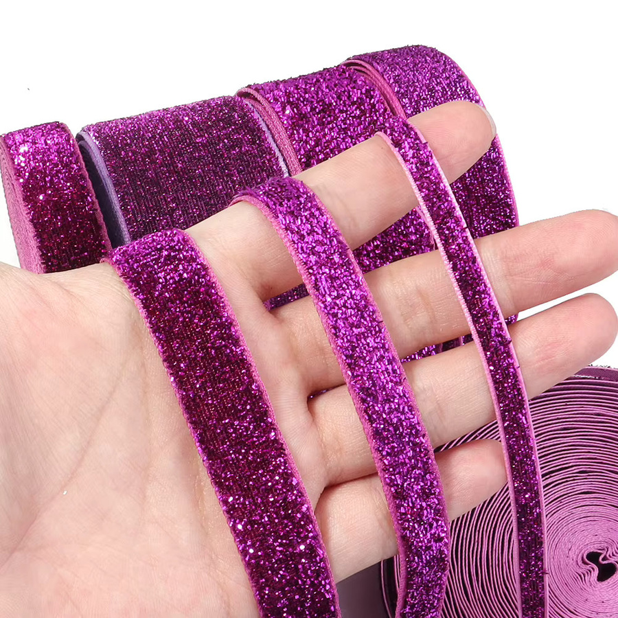Glitzer Samtband in Lila und Rot für DIY Dekorationen zu Weihnachten, Hochzeit und Partys - Bild 4