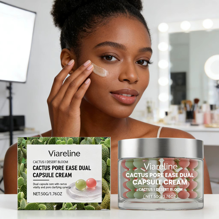 VIARELINE Kaktus-Kapsel-Creme, Nacht-Gesichtspflege-Essenz, 50g, reife Haut - Bild 3