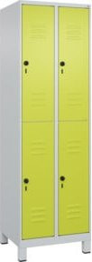 C+P Doppelstock-Spind Classic PLUS mit 2 Abteilen, Füße, Lichtgrau/Clowngrün, H x B x T: 195 x 60 x 50 cm - Bild 1